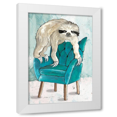 Chill Sloth II White Modern Wood Framed Art Print by Jacobs, Cindy