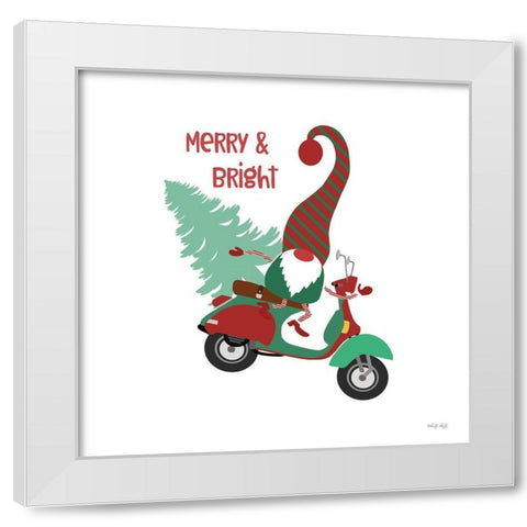 Merry And Bright Gnome White Modern Wood Framed Art Print by Jacobs, Cindy