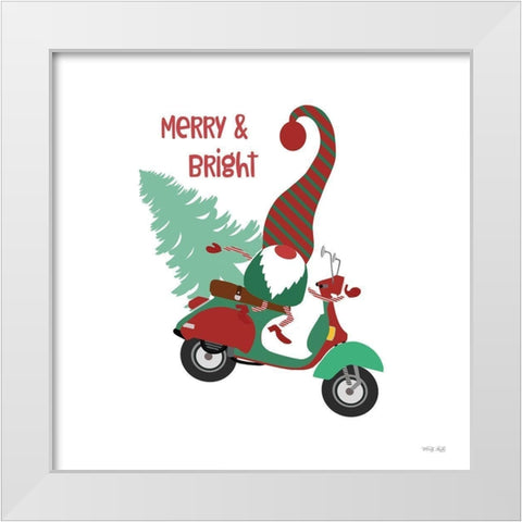 Merry And Bright Gnome White Modern Wood Framed Art Print by Jacobs, Cindy
