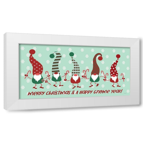 Merry Christmas and Happy Gnome Year White Modern Wood Framed Art Print by Jacobs, Cindy