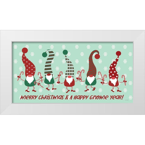Merry Christmas and Happy Gnome Year White Modern Wood Framed Art Print by Jacobs, Cindy
