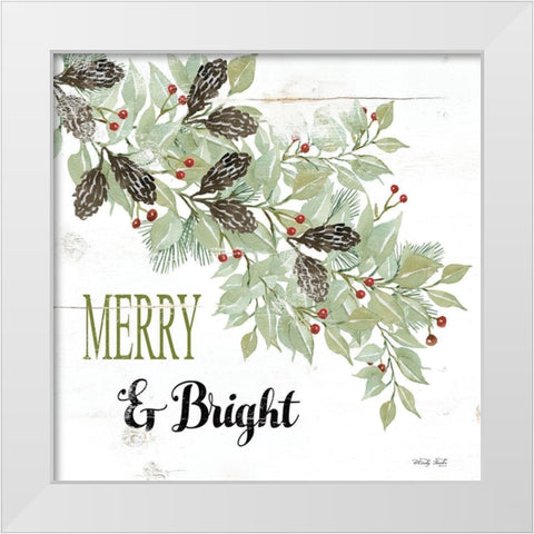 Merry And Bright White Modern Wood Framed Art Print by Jacobs, Cindy