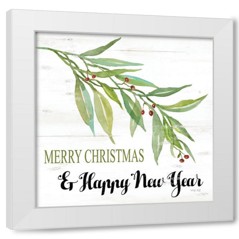 Merry Christmas and Happy New Year White Modern Wood Framed Art Print by Jacobs, Cindy