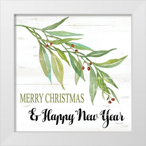 Merry Christmas and Happy New Year White Modern Wood Framed Art Print by Jacobs, Cindy