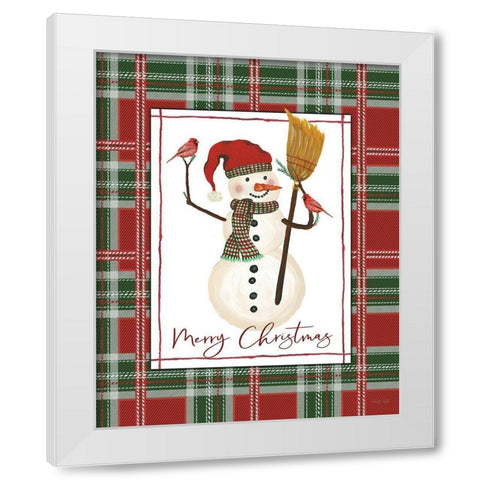 Merry Christmas Snowman White Modern Wood Framed Art Print by Jacobs, Cindy