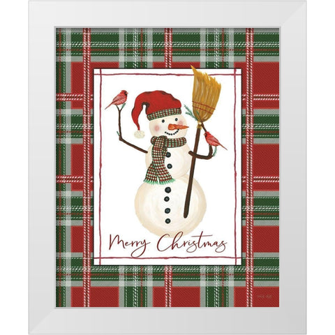 Merry Christmas Snowman White Modern Wood Framed Art Print by Jacobs, Cindy