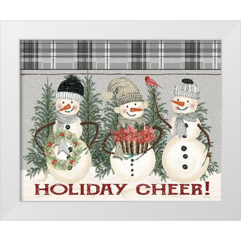 Holiday Cheer Snowmen White Modern Wood Framed Art Print by Jacobs, Cindy