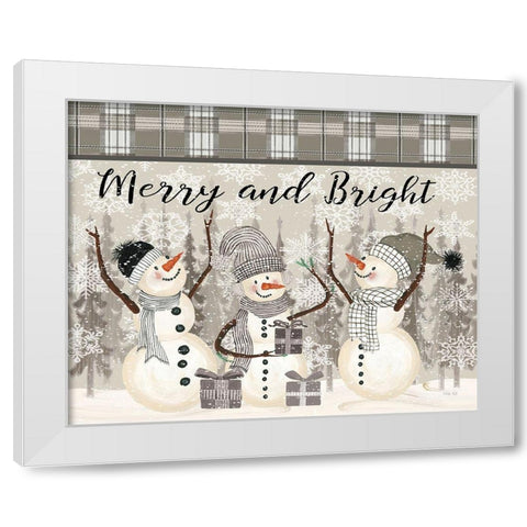 Joyful Snowmen White Modern Wood Framed Art Print by Jacobs, Cindy