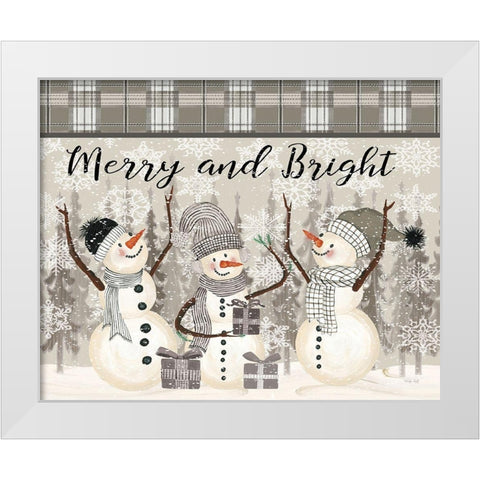 Joyful Snowmen White Modern Wood Framed Art Print by Jacobs, Cindy
