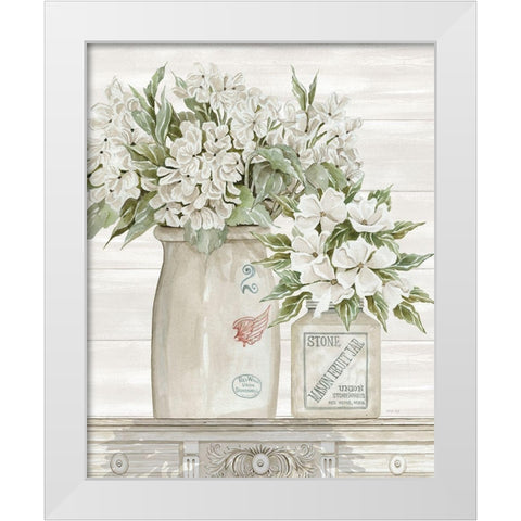 Floral Country Crocks White Modern Wood Framed Art Print by Jacobs, Cindy