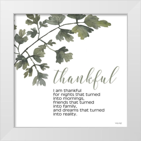 Thankful White Modern Wood Framed Art Print by Jacobs, Cindy