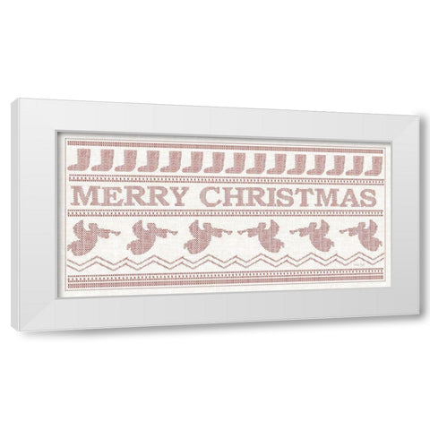 Merry Christmas Stitchery    White Modern Wood Framed Art Print by Jacobs, Cindy