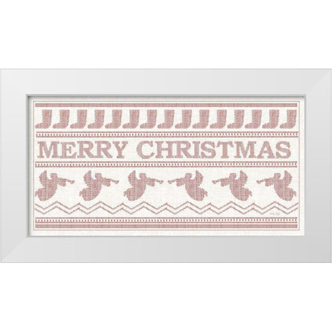 Merry Christmas Stitchery    White Modern Wood Framed Art Print by Jacobs, Cindy