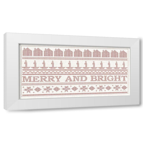 Merry and Bright Stitchery   White Modern Wood Framed Art Print by Jacobs, Cindy