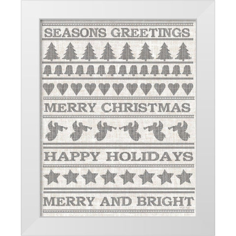 Holiday Sentiments Stitchery II  White Modern Wood Framed Art Print by Jacobs, Cindy