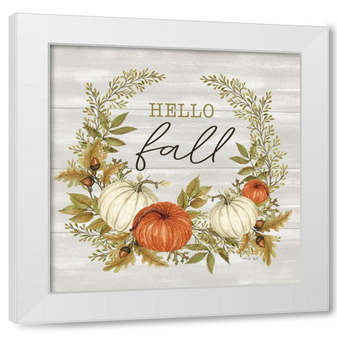 Hello Fall White Modern Wood Framed Art Print by Jacobs, Cindy