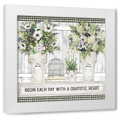 Begin Each day White Modern Wood Framed Art Print by Jacobs, Cindy