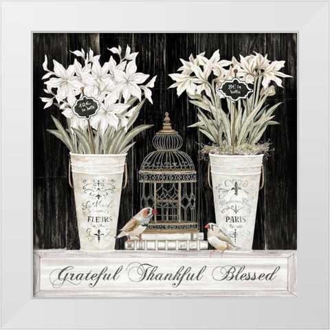 Grateful Thankful Blessed Still Life White Modern Wood Framed Art Print by Jacobs, Cindy