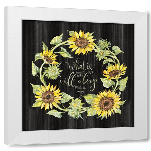 Whats Meant to Be Wreath White Modern Wood Framed Art Print by Jacobs, Cindy