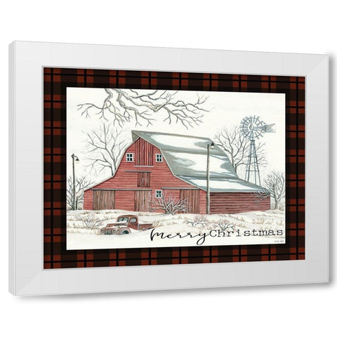 Merry Christmas Farm White Modern Wood Framed Art Print by Jacobs, Cindy