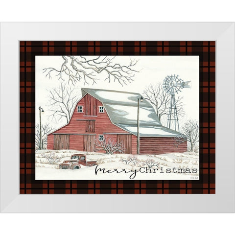 Merry Christmas Farm White Modern Wood Framed Art Print by Jacobs, Cindy