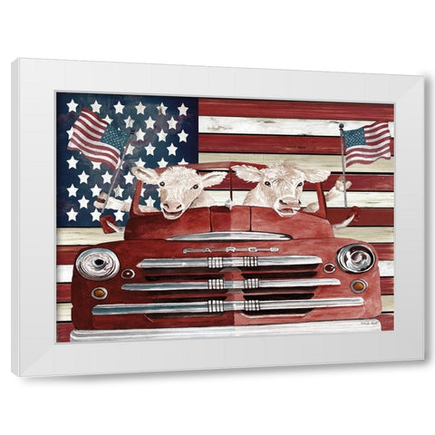 Patriotic Cows White Modern Wood Framed Art Print by Jacobs, Cindy