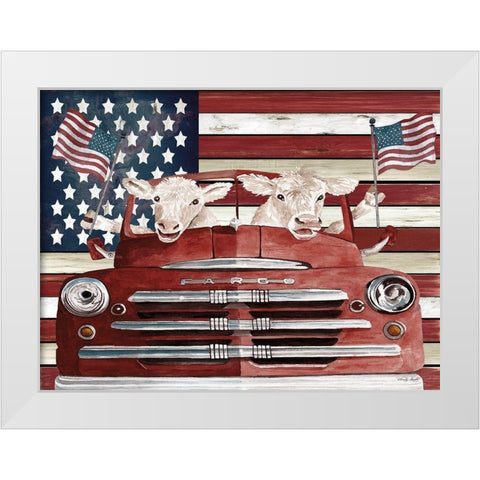 Patriotic Cows White Modern Wood Framed Art Print by Jacobs, Cindy