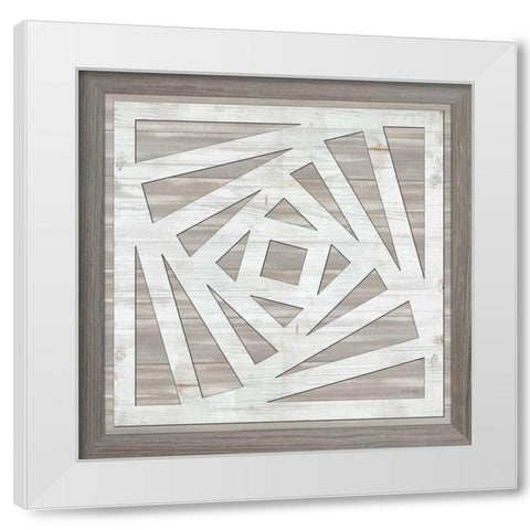 Geo Greige Deco 3 White Modern Wood Framed Art Print by Jacobs, Cindy