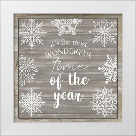 Wonderful Time of the Year Snowflakes White Modern Wood Framed Art Print by Jacobs, Cindy