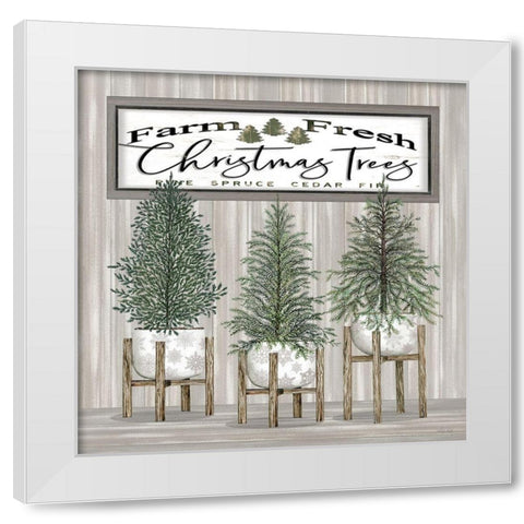 Potted Christmas Trees White Modern Wood Framed Art Print by Jacobs, Cindy