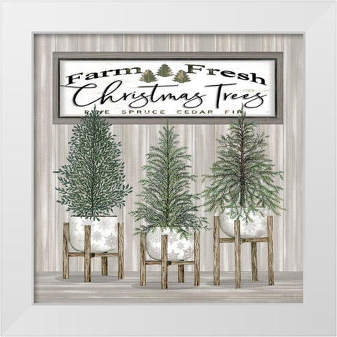 Potted Christmas Trees White Modern Wood Framed Art Print by Jacobs, Cindy