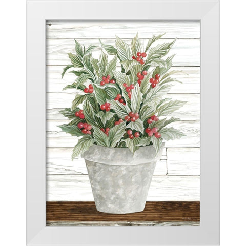 Pot of Holly White Modern Wood Framed Art Print by Jacobs, Cindy