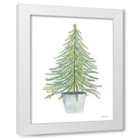 Fir Tree in Pot       White Modern Wood Framed Art Print by Jacobs, Cindy