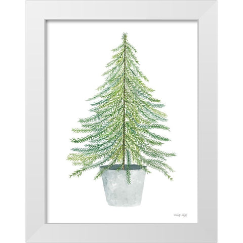 Fir Tree in Pot       White Modern Wood Framed Art Print by Jacobs, Cindy
