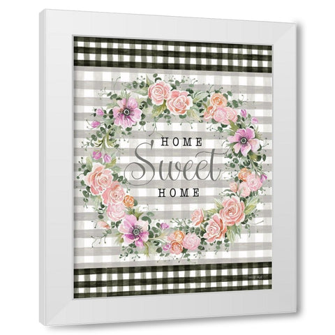 Home Sweet Home Gingham White Modern Wood Framed Art Print by Jacobs, Cindy
