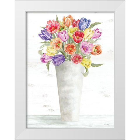 Colorful Tulip Bouquet White Modern Wood Framed Art Print by Jacobs, Cindy