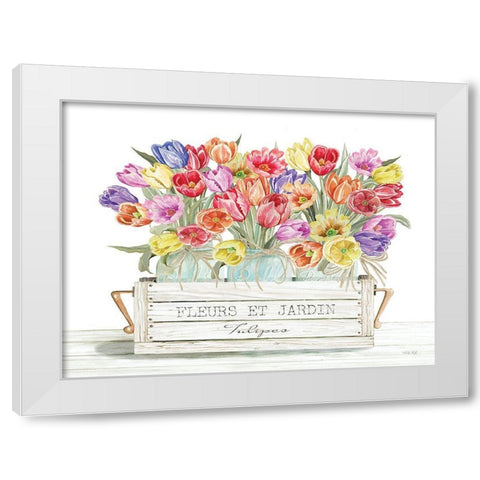 Tulip Trio White Modern Wood Framed Art Print by Jacobs, Cindy