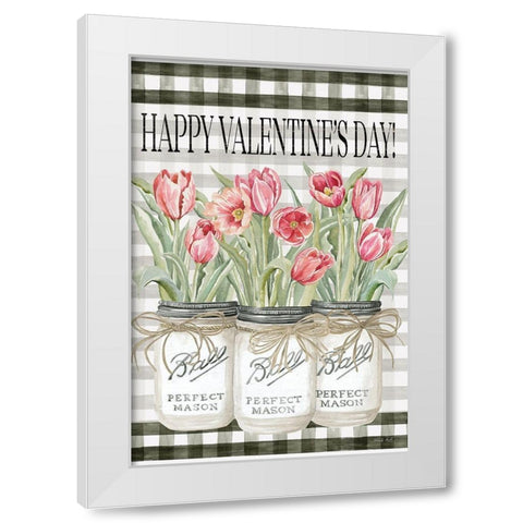 Happy Valentines Day Tulips White Modern Wood Framed Art Print by Jacobs, Cindy