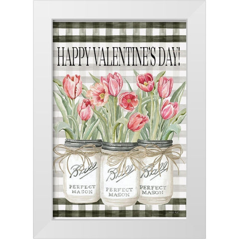 Happy Valentines Day Tulips White Modern Wood Framed Art Print by Jacobs, Cindy