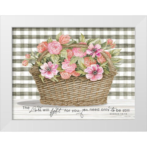 The Lord Will Fight For You White Modern Wood Framed Art Print by Jacobs, Cindy