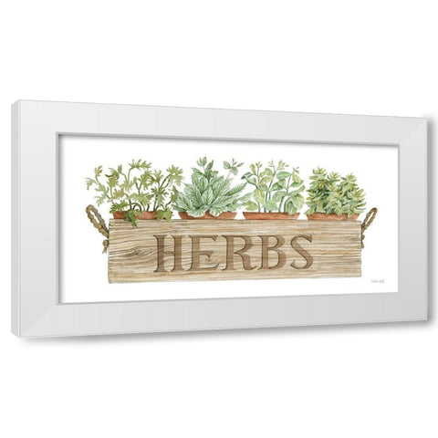 Crate of Herbs White Modern Wood Framed Art Print by Jacobs, Cindy