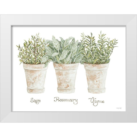 Herb Trio White Modern Wood Framed Art Print by Jacobs, Cindy