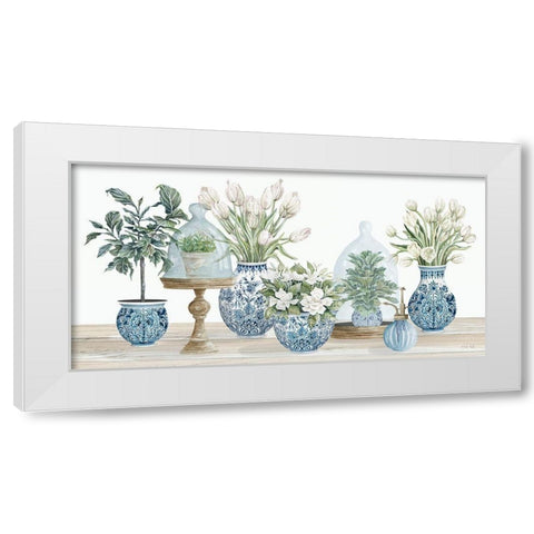 Chinoiserie Floral Set White Modern Wood Framed Art Print by Jacobs, Cindy