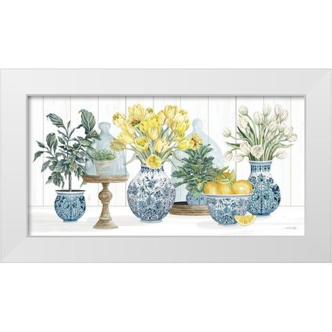 Chinoiserie Lemon Set White Modern Wood Framed Art Print by Jacobs, Cindy
