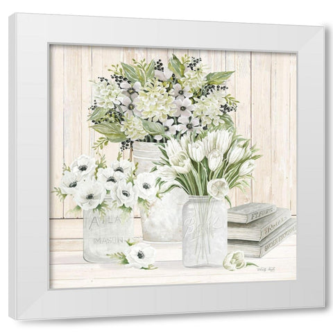 Collection of White Flowers White Modern Wood Framed Art Print by Jacobs, Cindy
