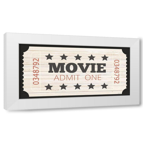 Admit One Movie Ticket White Modern Wood Framed Art Print by Jacobs, Cindy