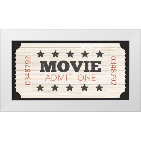 Admit One Movie Ticket White Modern Wood Framed Art Print by Jacobs, Cindy
