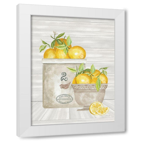 Lemon Crock and Bowl White Modern Wood Framed Art Print by Jacobs, Cindy