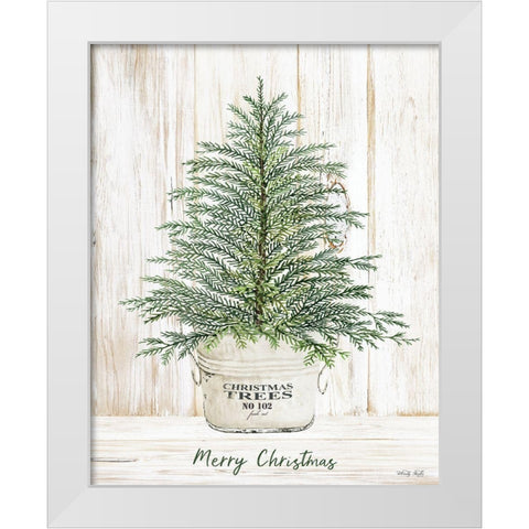 Merry Christmas Tree White Modern Wood Framed Art Print by Jacobs, Cindy