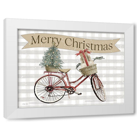Merry Christmas Bicycle II White Modern Wood Framed Art Print by Jacobs, Cindy